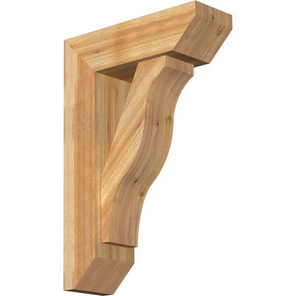 Ekena Millwork Funston Slat Rough Sawn Bracket w/ Offset Brace, Western Red Cedar, 8"W x 24"D x 36"H BKT0806X24X36FST06RWR - main